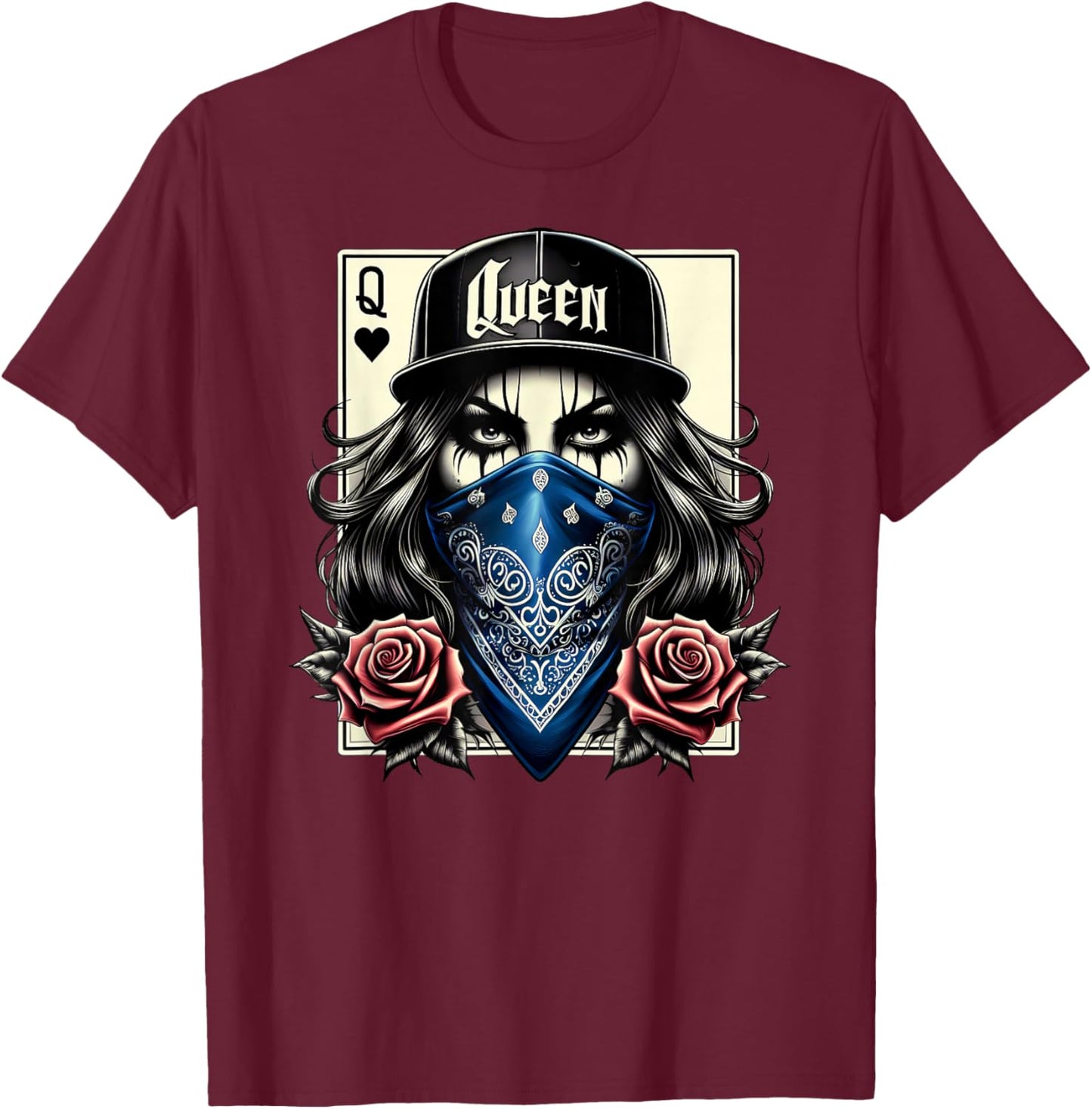 Camisa Chicana Cute Chicano Cholo Art Gangster Clown Latina T-Shirt - T-Shirt | Maroon