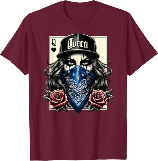 Camisa Chicana Cute Chicano Cholo Art Gangster Clown Latina T-Shirt - T-Shirt | Maroon