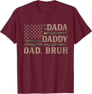 Dada Daddy Dad Bruh Camo USA Flag Father's Day Camourflage T-Shirt - T-Shirt | Maroon
