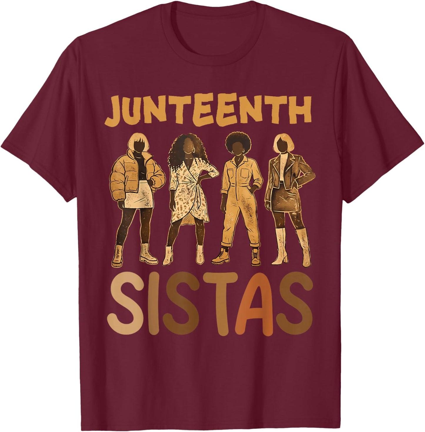 Juneteenth Melanin Queens Afro African American Black Women T-Shirt - T-Shirt | Maroon