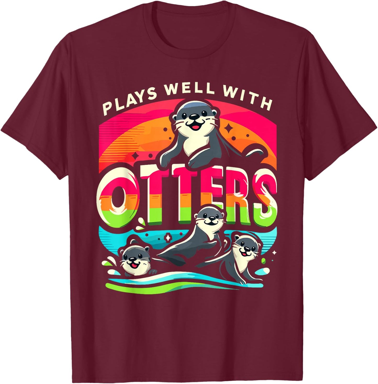 Plays Well With Otters Shirt Big Pun Shirt Otter T-Shirt - T-Shirt | Maroon