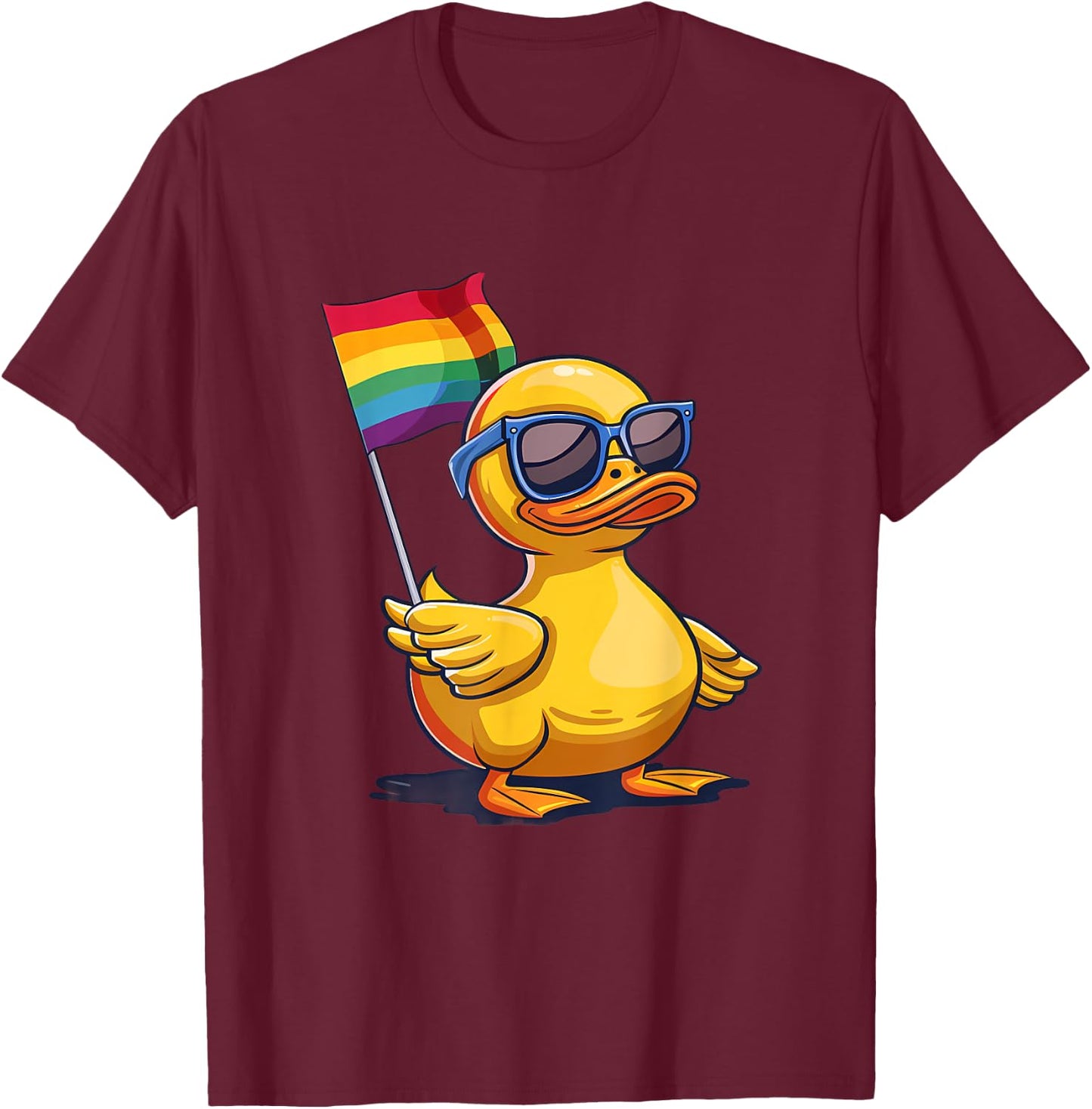 LGBT Rubber Duck Rainbow LGBT Parade LGBTQ Gay Pride Month T-Shirt - T-Shirt | Maroon