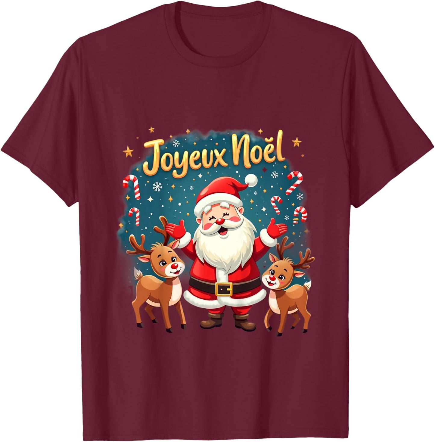 Kids Merry Christmas Funny Drawing For Kids , Black, 2 T-Shirt - T-Shirt | Maroon