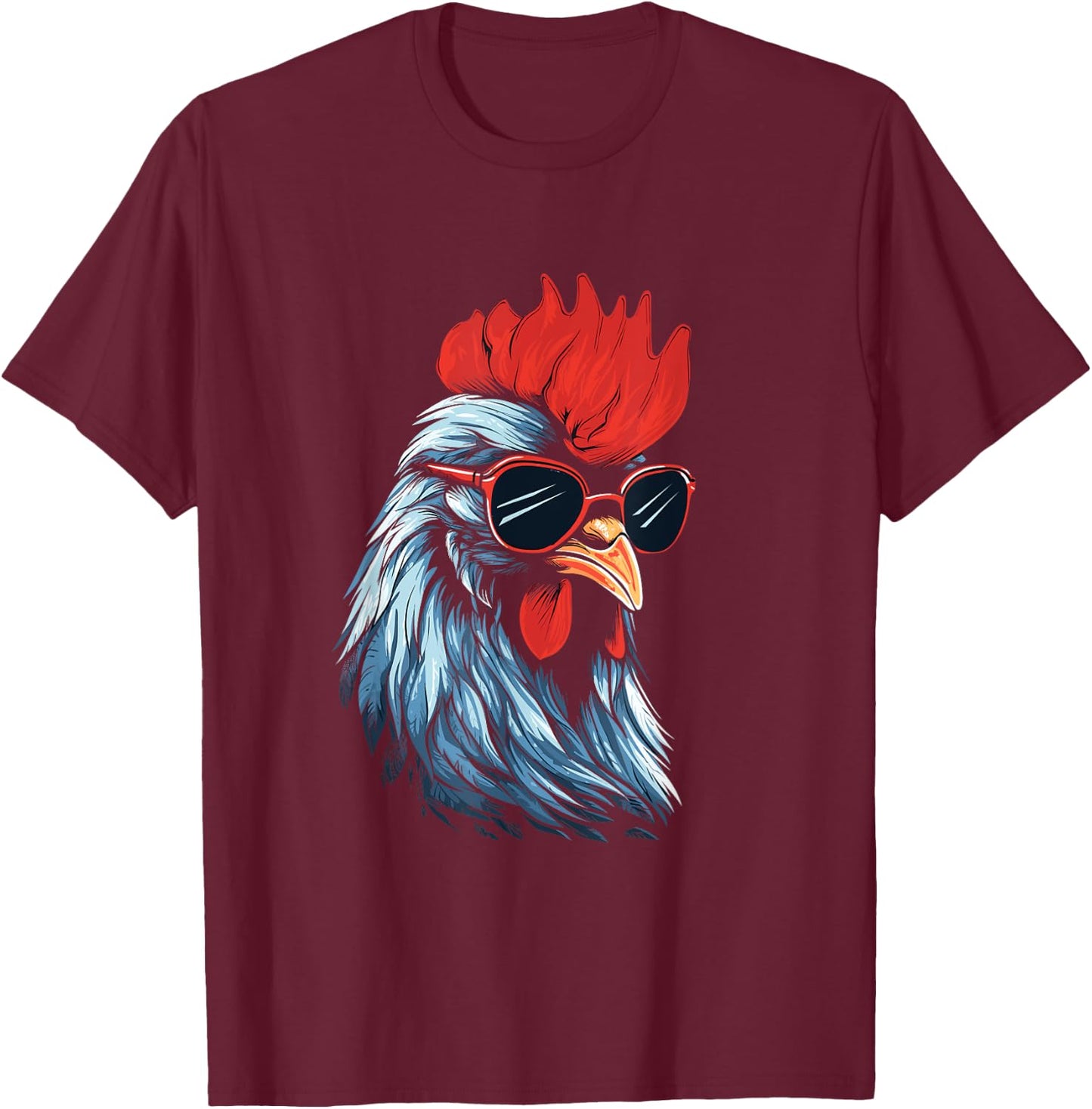 A cool Rooster wearing sunglasses T-Shirt - T-Shirt | Maroon