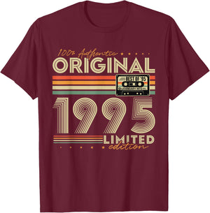 Original 1995 Vintage Gift 30th Birthday Man Woman , Black, S T-Shirt - T-Shirt | Maroon