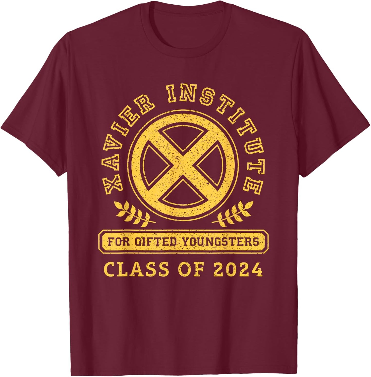 Marvel X-Men Xavier Institute Class of 2024 Grad Graduation , Black, S T-Shirt - T-Shirt | Maroon