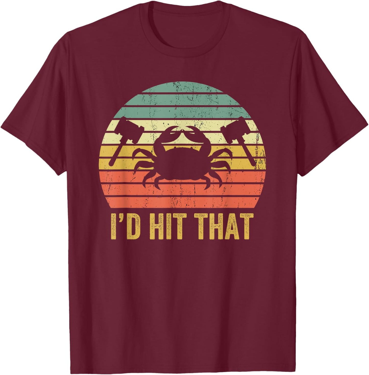 Vintage Crab Lover Retro Funny Maryland Seafood Fan T-Shirt - T-Shirt | Maroon