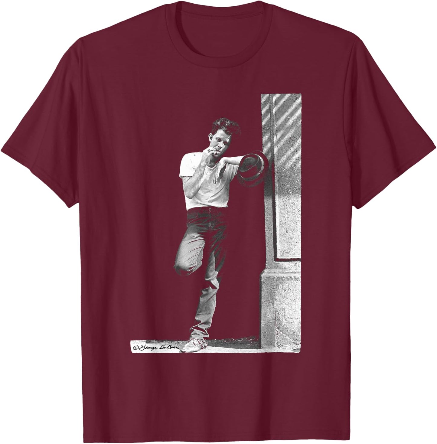 Tom Waits Portrait in Street by George DuBose T-Shirt - T-Shirt | Maroon