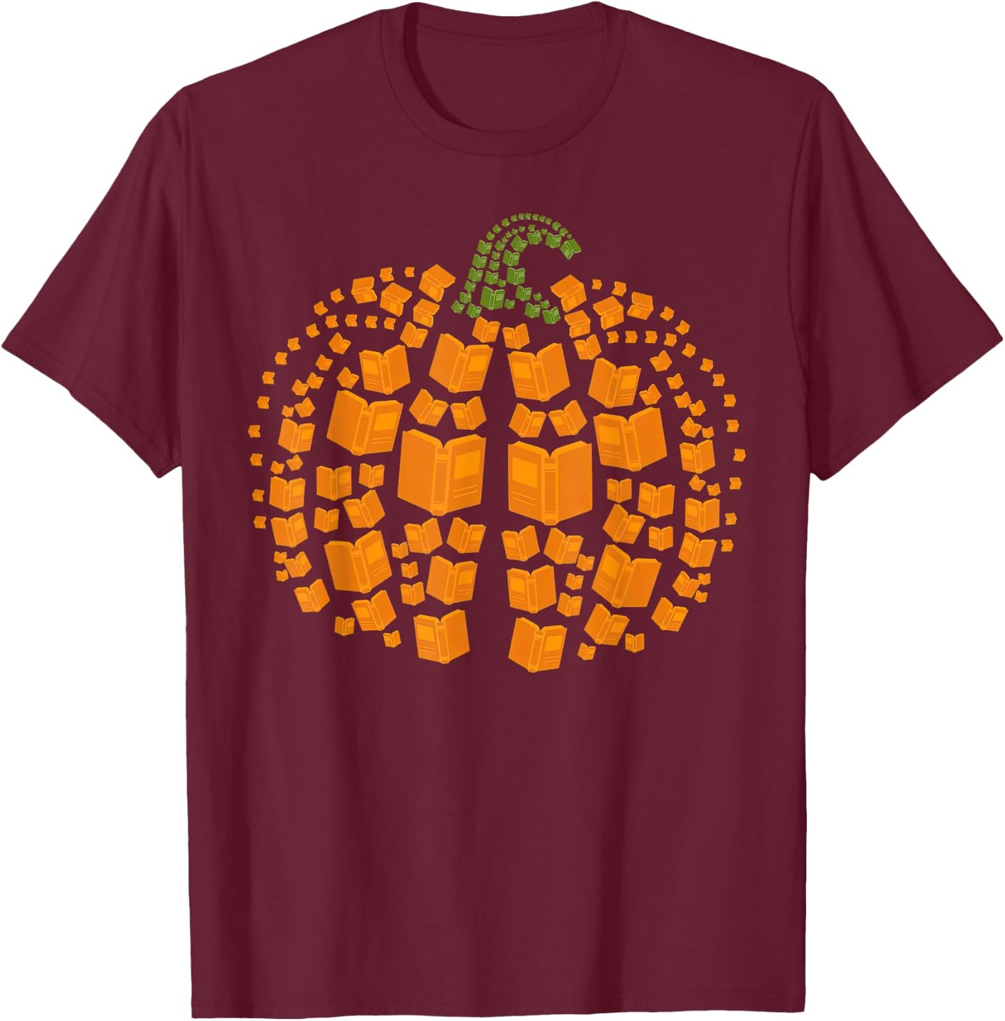 Vintage Book Pumpkin Autumn Fall Librarians Bookworm Teacher T-Shirt - T-Shirt | Maroon