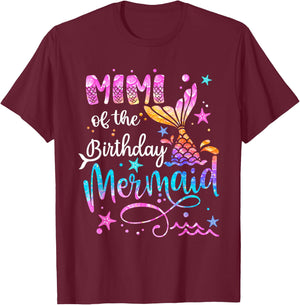 Mimi Of The Birthday Mermaid Matching Family 1st Birthday T-Shirt - T-Shirt | Maroon