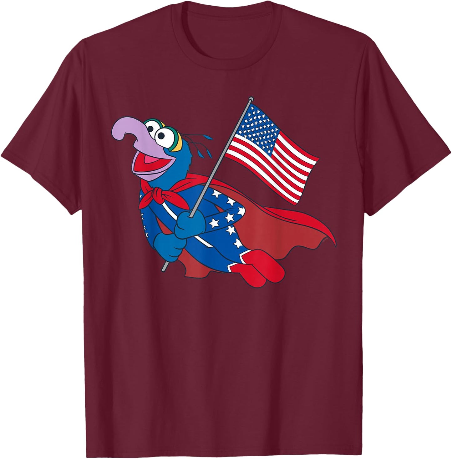 Disney The Muppets Gonzo 4th of July American Flag USA 250th T-Shirt - T-Shirt | Maroon