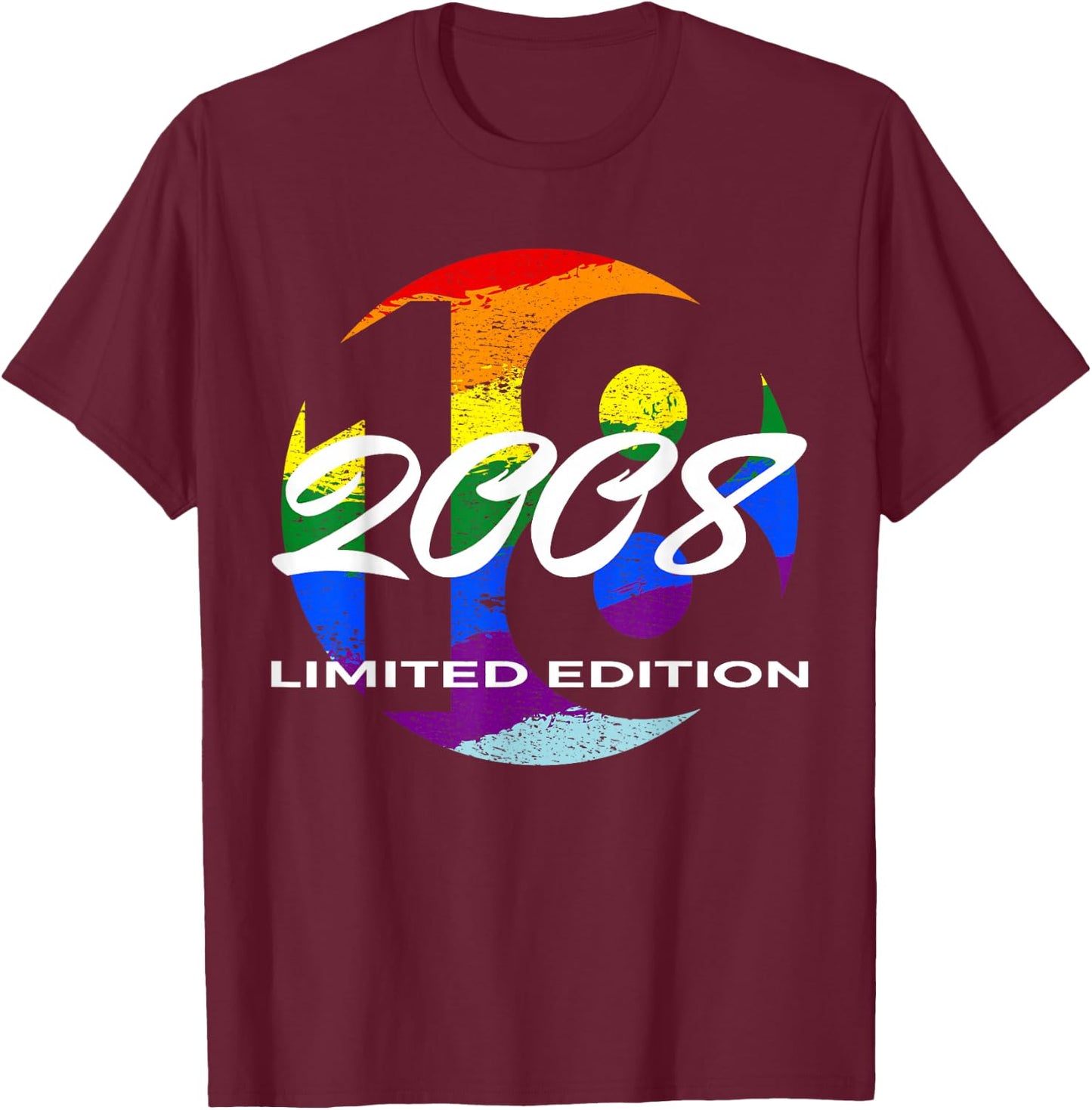 18. Geburtstag Mädchen Junge 18 Jahre 2008 Lustig Geschenk T-Shirt - T-Shirt | Maroon