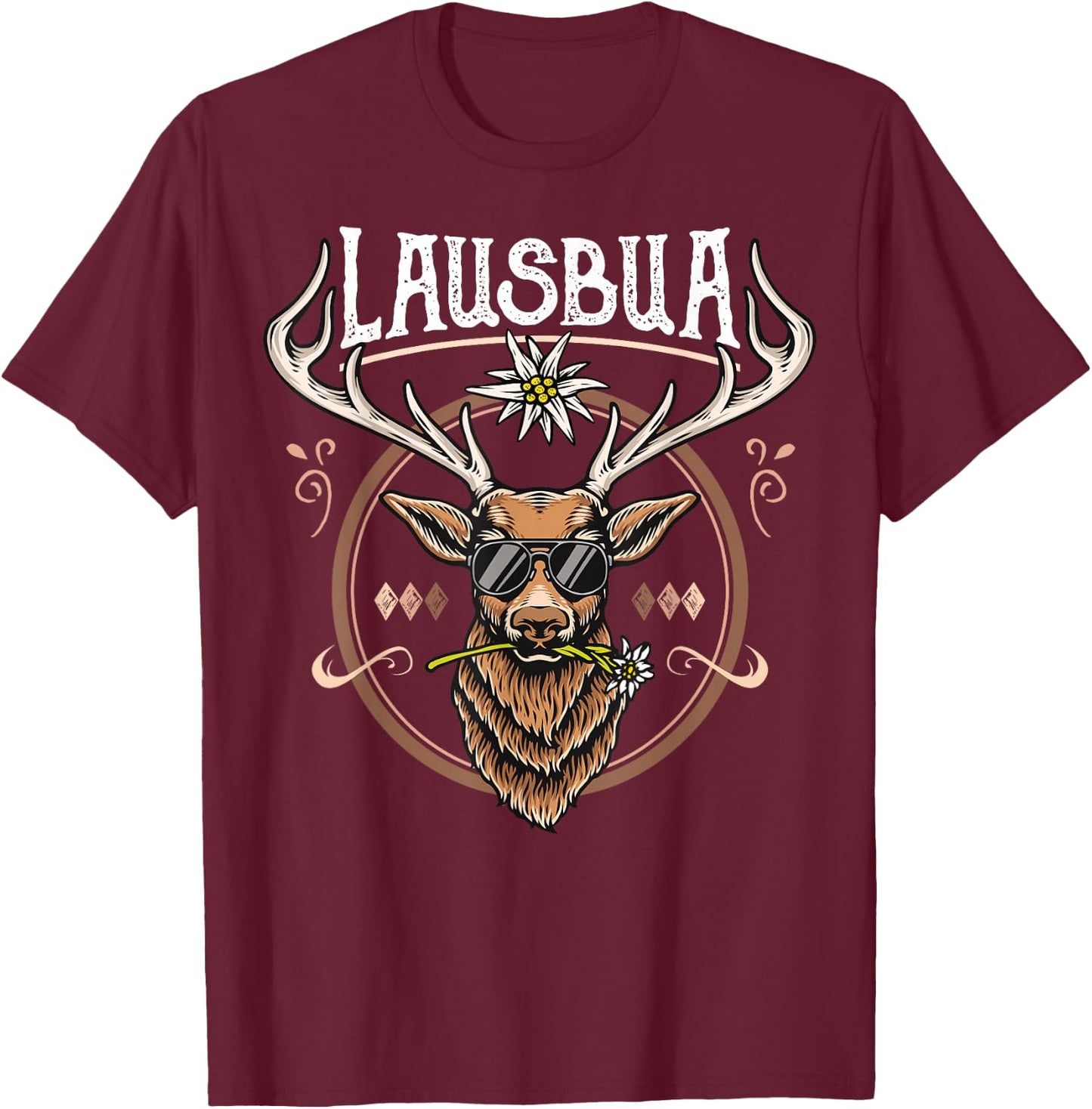 Lausbua Herren Trachtenshirt Kinder Trachten T-Shirt - T-Shirt | Maroon