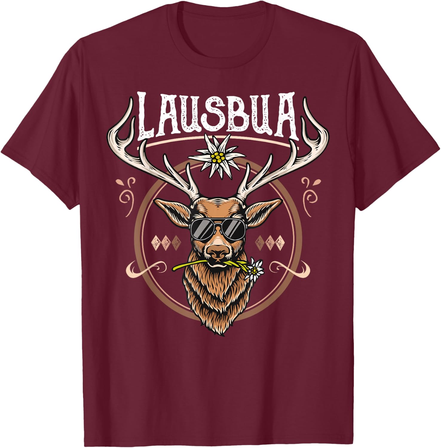 Lausbua Herren Trachtenshirt Kinder Trachten T-Shirt - T-Shirt | Maroon