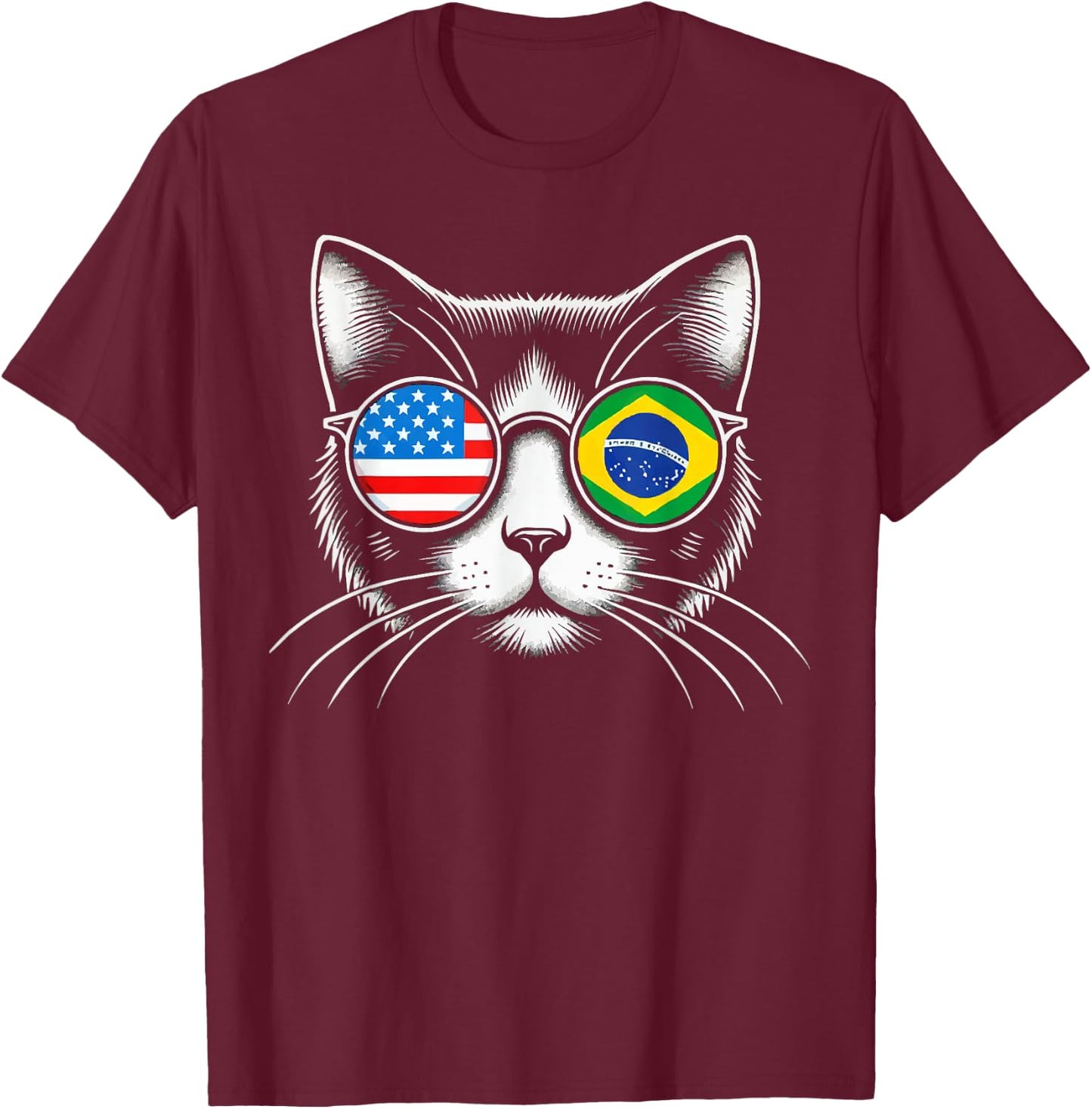 Half American Half Brazilian USA Flag Brazil America T-Shirt - T-Shirt | Maroon
