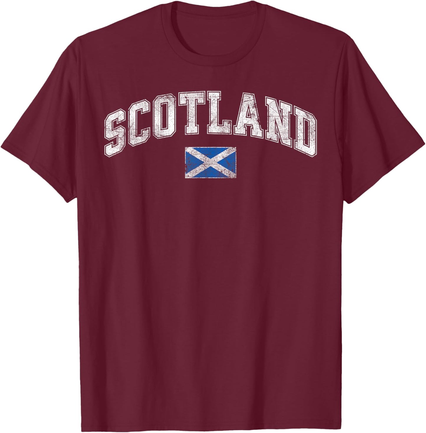Retro Vintage Scotland | Women Men Kids Scottish Flag T-Shirt - T-Shirt | Maroon