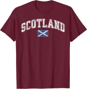 Retro Vintage Scotland | Women Men Kids Scottish Flag T-Shirt - T-Shirt | Maroon