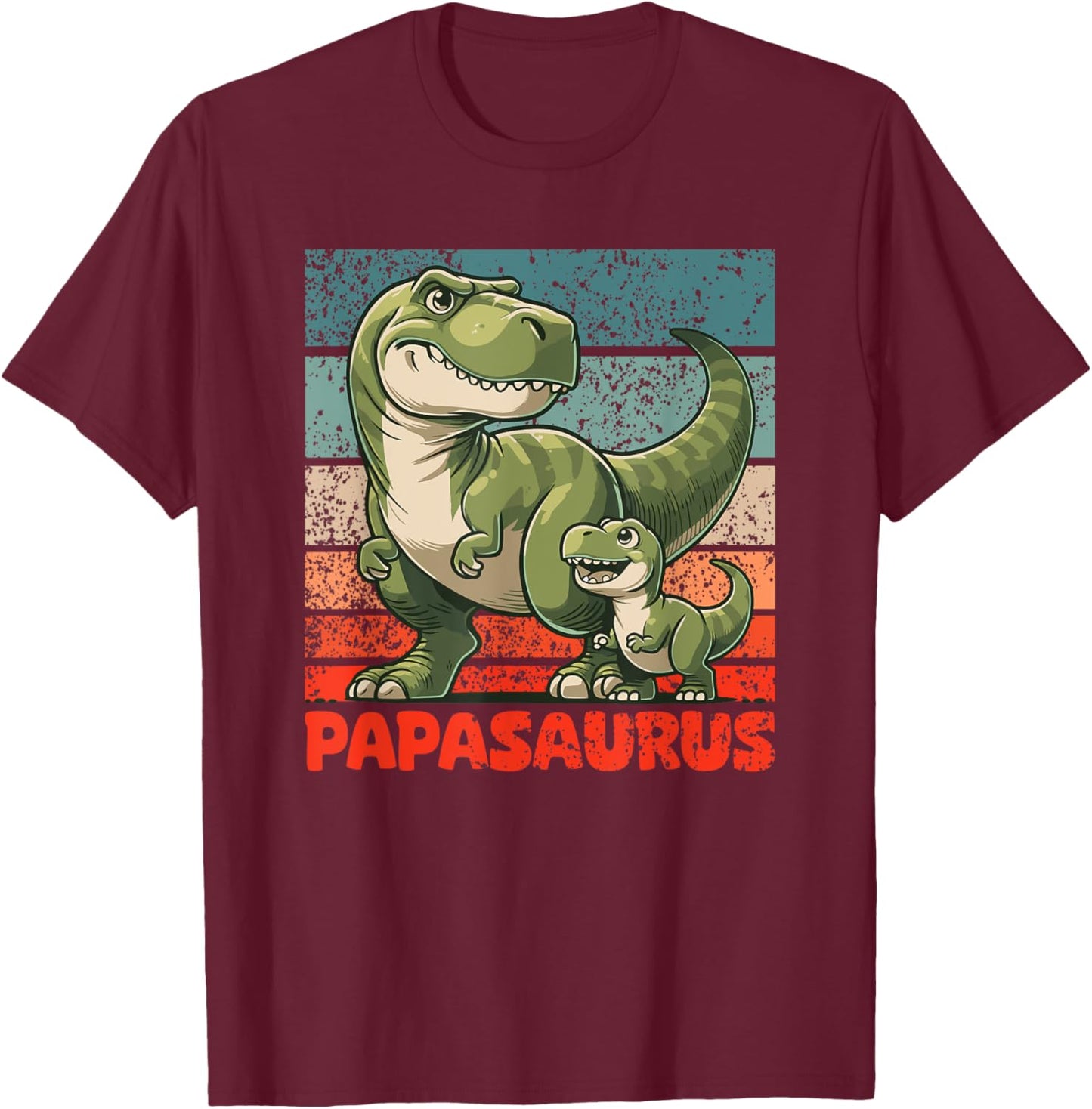 Papasaurus Father's Day Best Dad T-Rex Papa , black T-Shirt - T-Shirt | Maroon