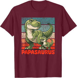 Papasaurus Father's Day Best Dad T-Rex Papa , black T-Shirt - T-Shirt | Maroon