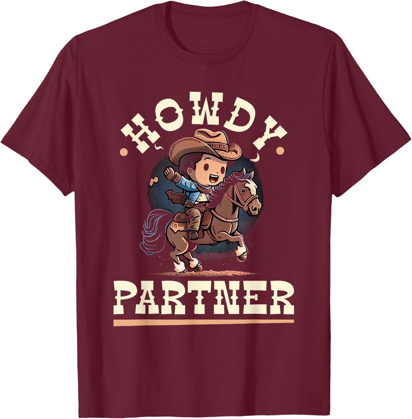 Howdy Partner, Cowboy Rodeo Kleinkind Jungen T-Shirt - T-Shirt | Maroon