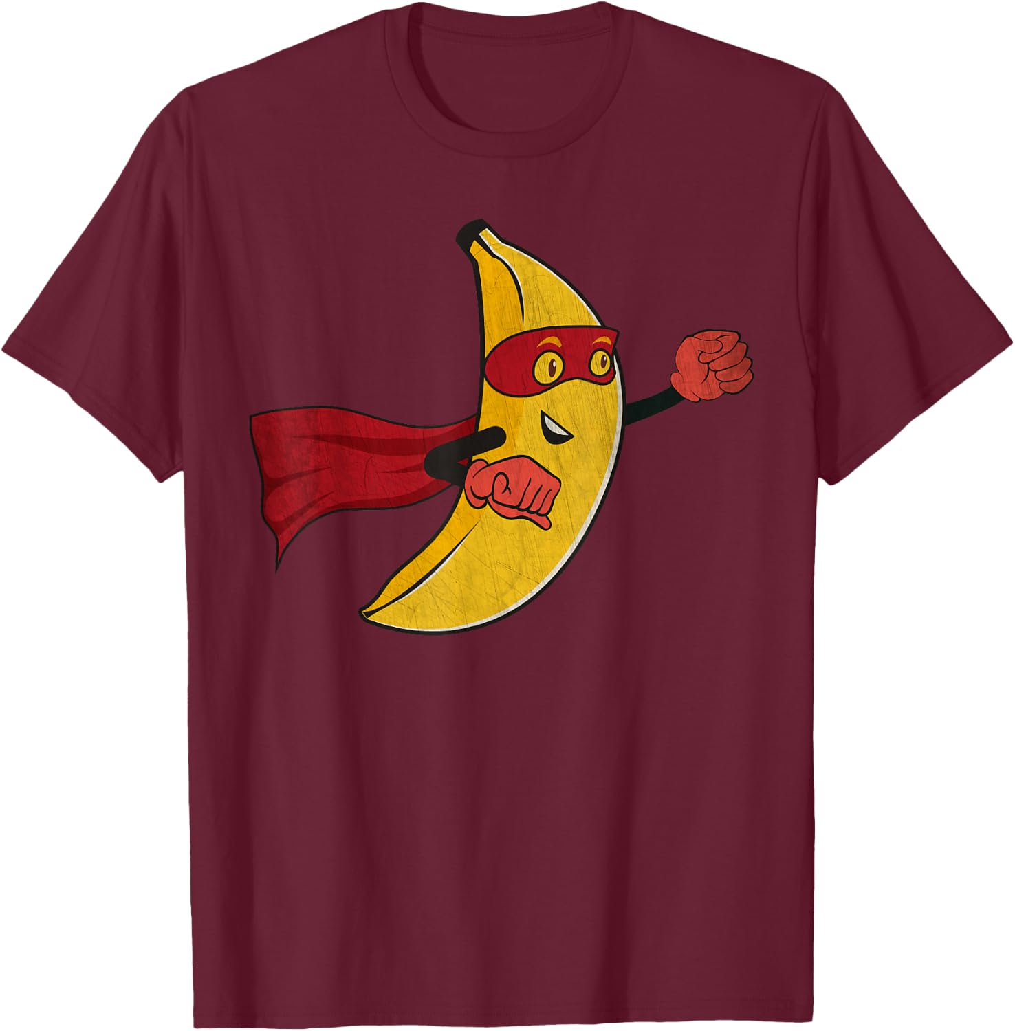Funny Banana Superhero Cartoon Hero Fruit Avenger Costume T-Shirt - T-Shirt | Maroon