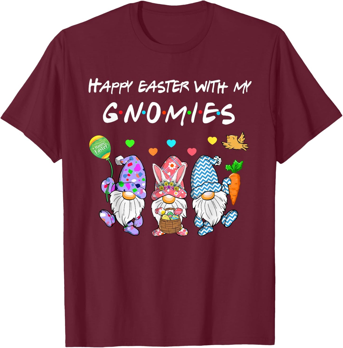 Happy Easter With My Gnomies Gnome Bunny For Boys Girls Kids T-Shirt - T-Shirt | Maroon