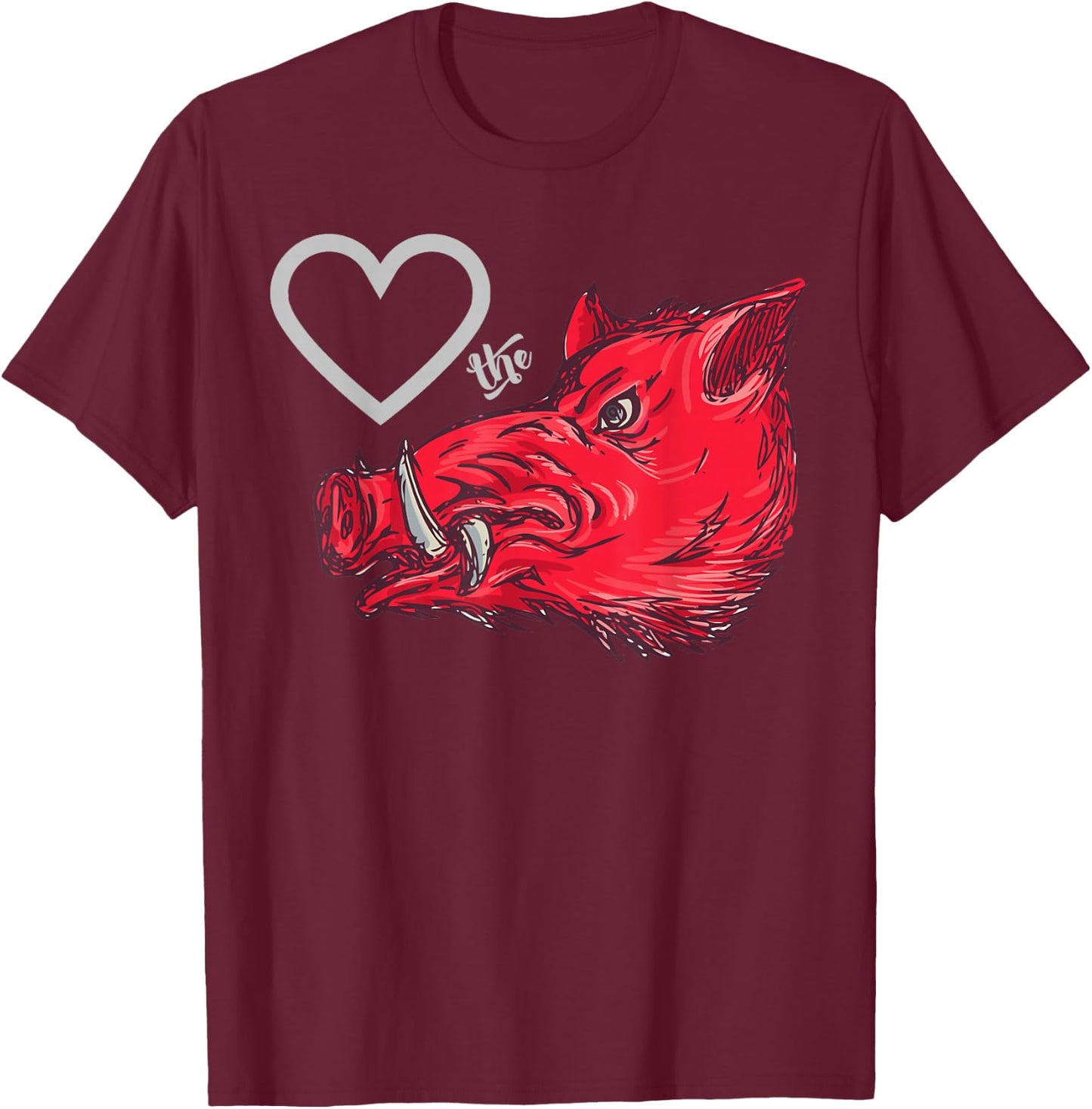 Heart The Boar Graphic Novelty Love The Razorback Design T-Shirt - T-Shirt | Maroon