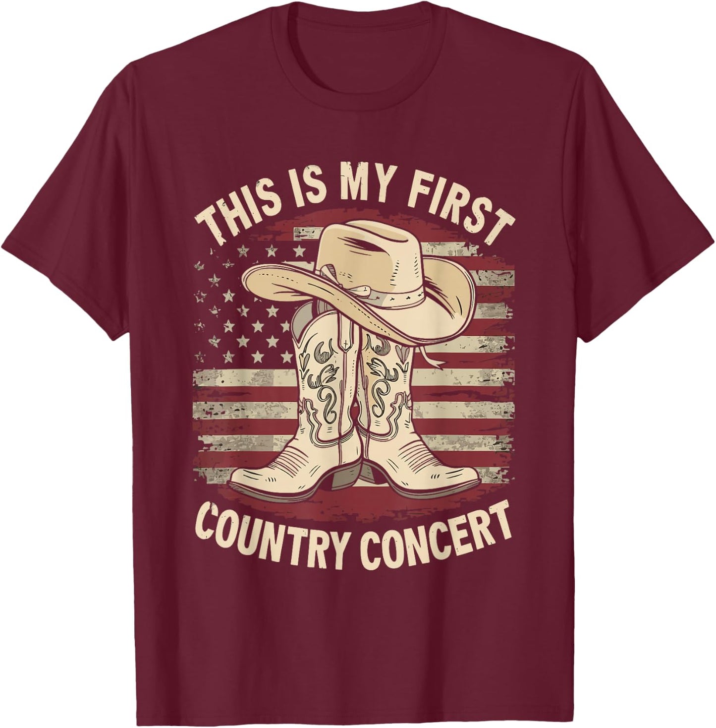 This is My First Country Concert T-Shirt - T-Shirt | Maroon