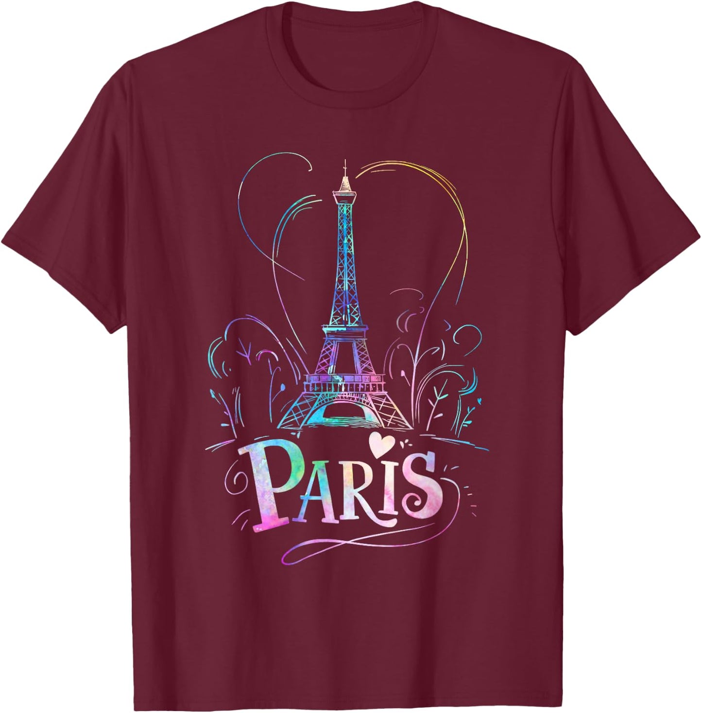 Eiffel Tower Paris Holiday France Souvenir Women Girls T-Shirt - T-Shirt | Maroon