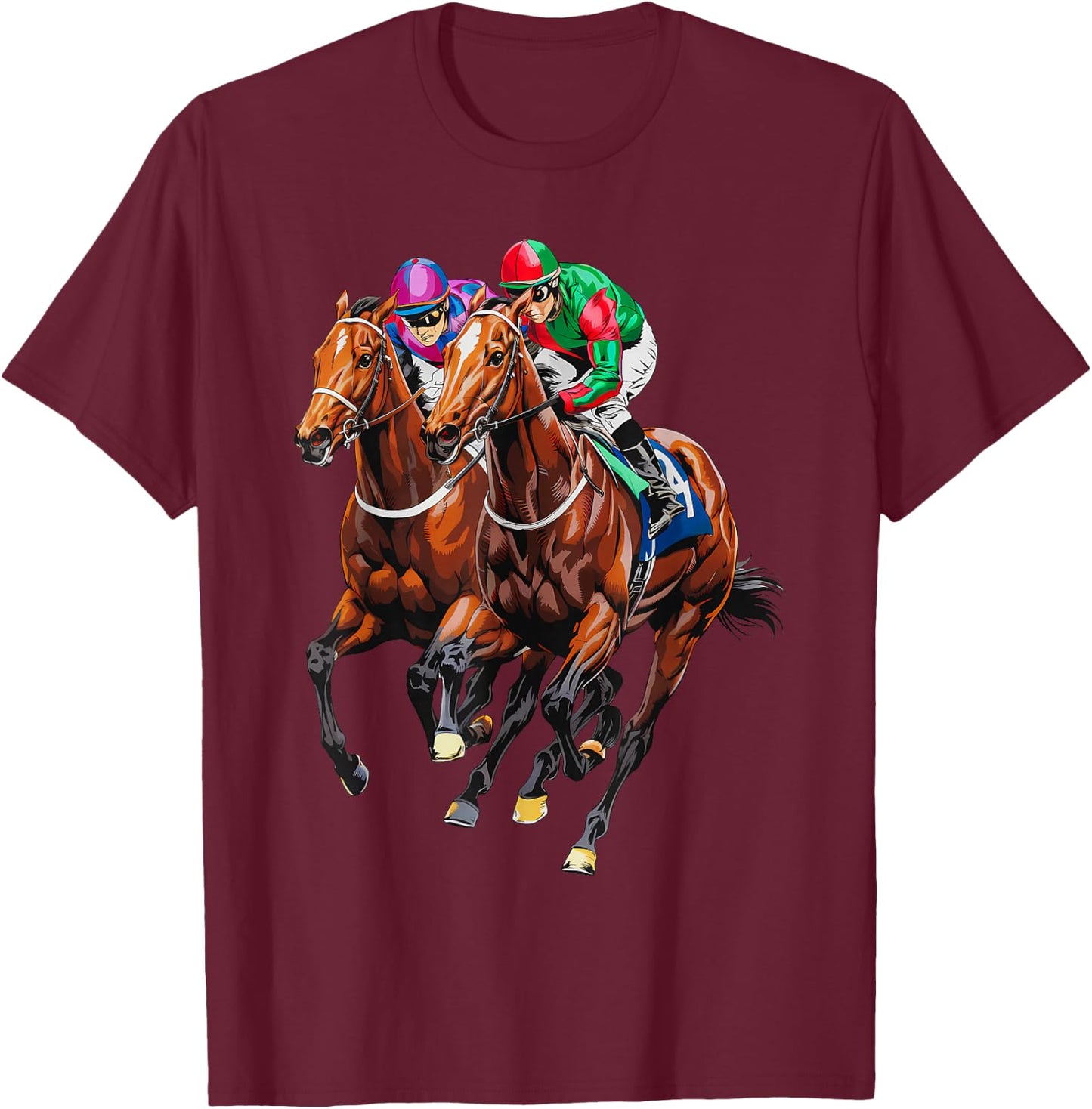 Funny Horse Racing Jockey Racer Derby Rider Race Track T-Shirt - T-Shirt | Maroon