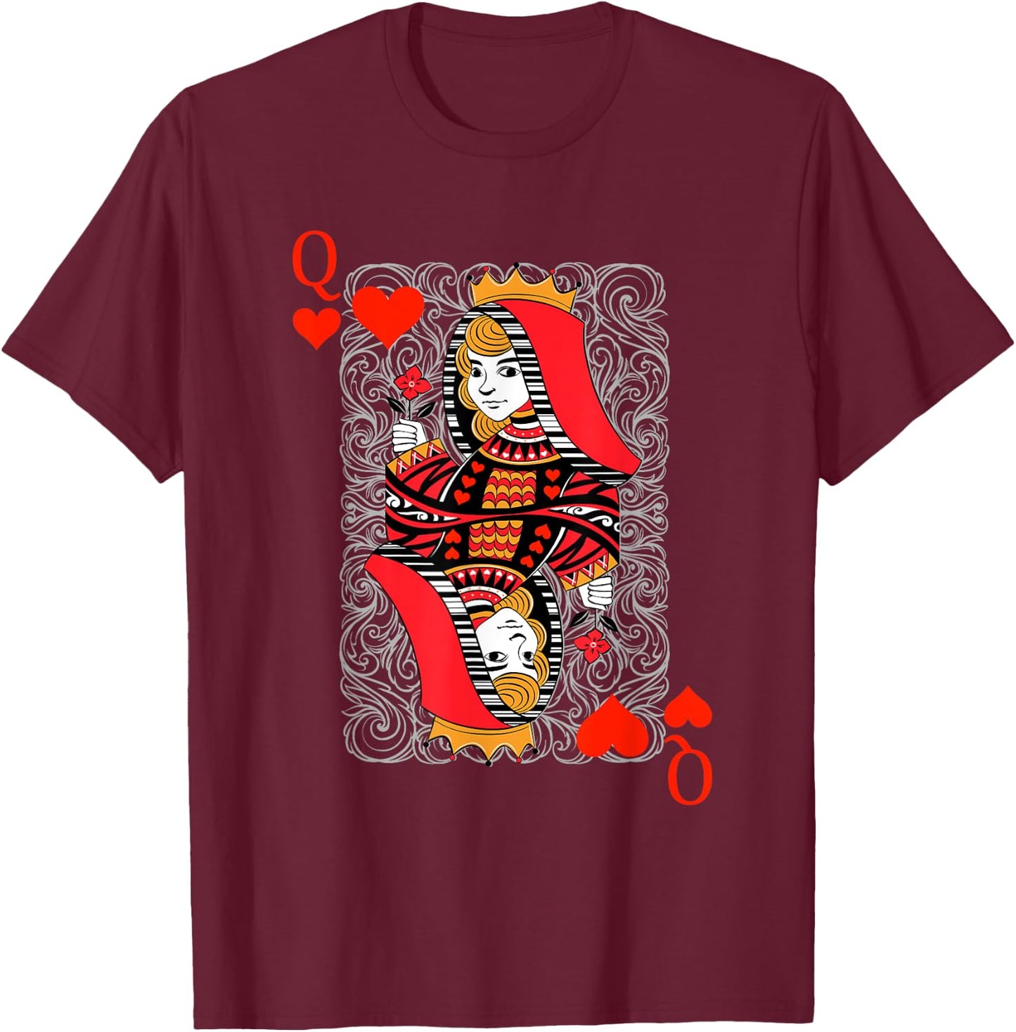 Queen Of Hearts Spielkarten Paare Halloween Kostüm T-Shirt - T-Shirt | Maroon