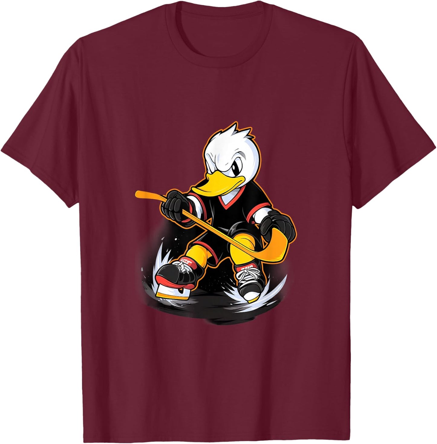 Duck Ice Hockey Player Hockey Stick Goalkeeper T-Shirt - T-Shirt | Maroon