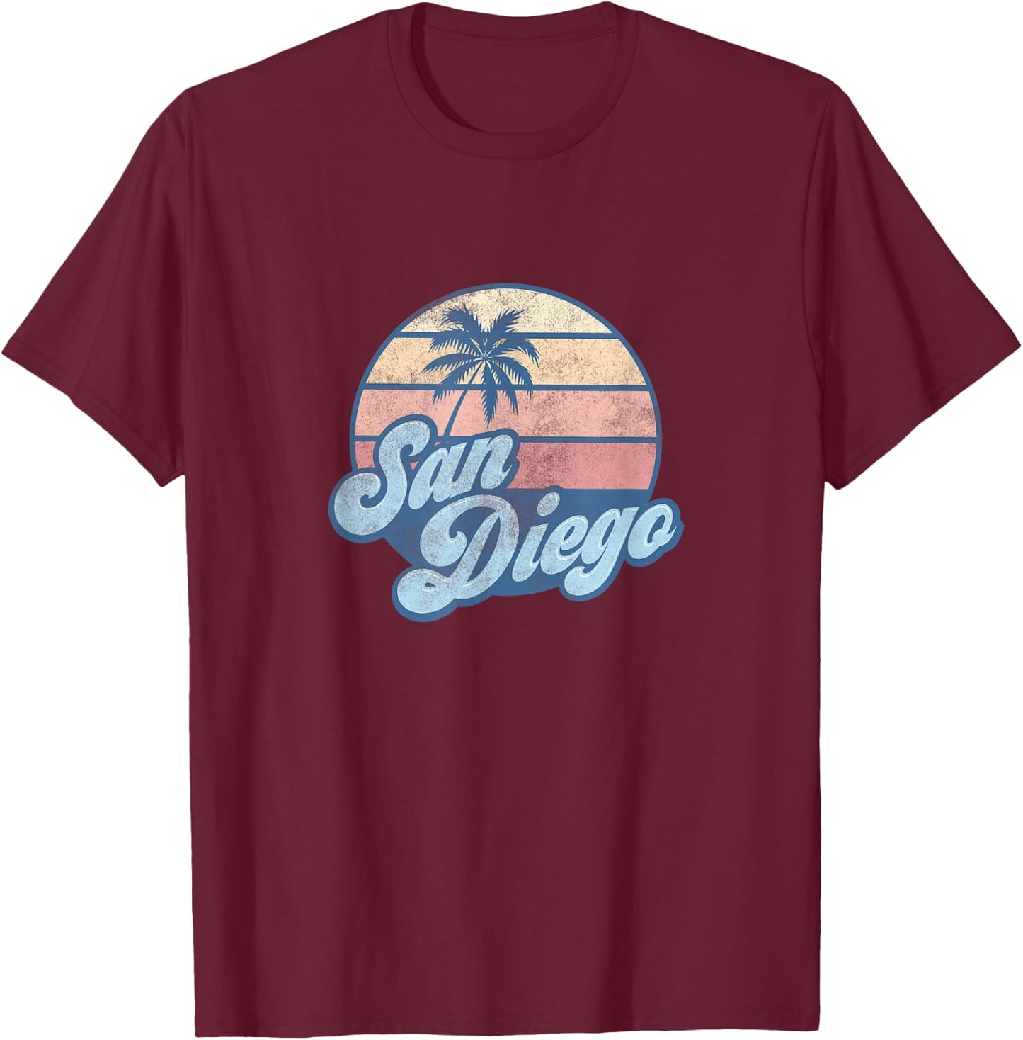 Artist Unknown child Retro,classic San Diego California CA T Shirt Vintage 70s Retro Surfer , Blue, Small US T-Shirt - T-Shirt | Maroon