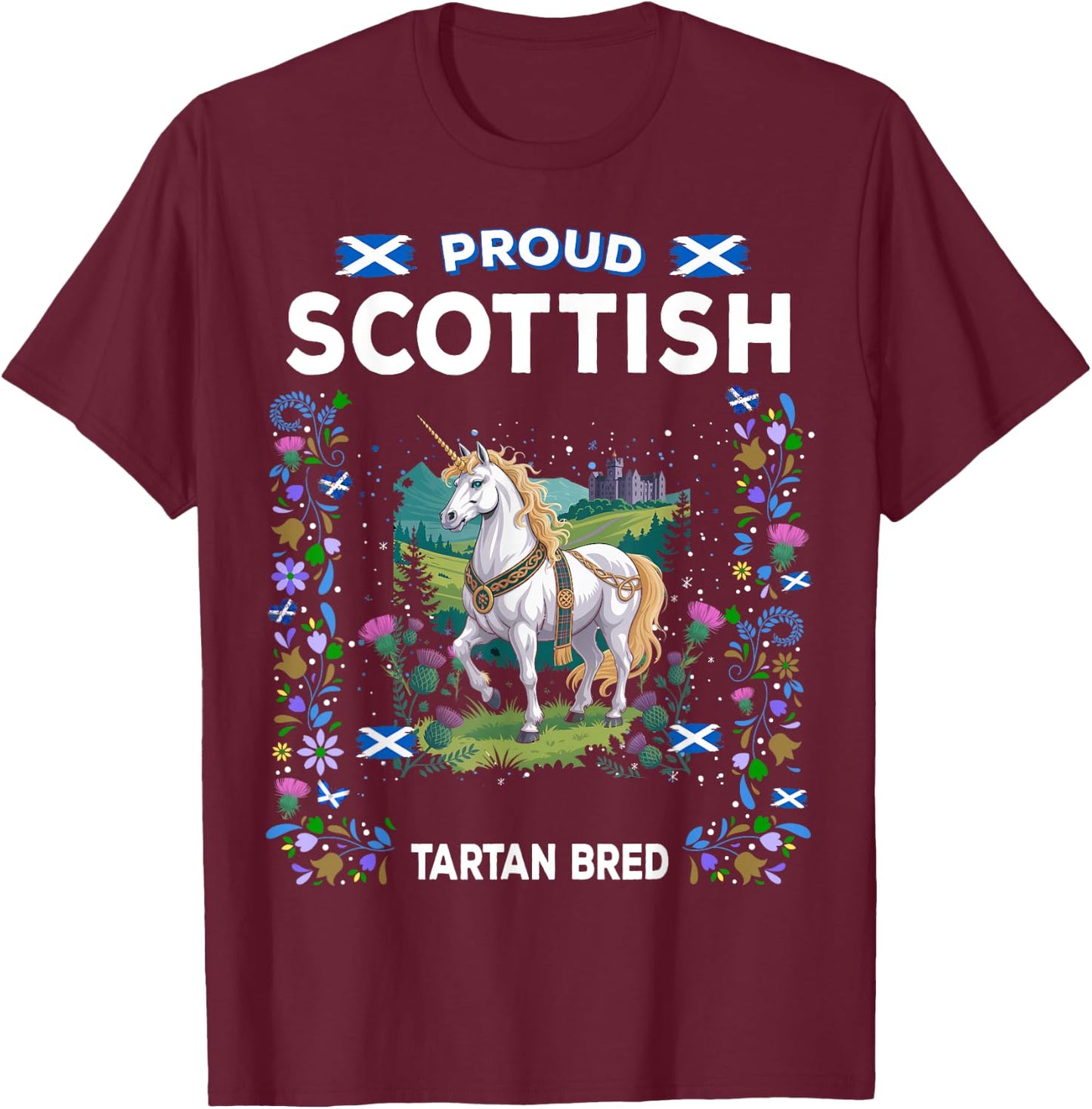 Scottish Unicorn Flag Costume Idea For Kids Scotland Unicorn T-Shirt - T-Shirt | Maroon