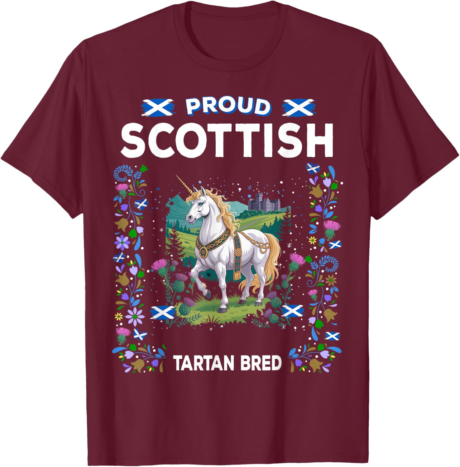 Scottish Unicorn Flag Costume Idea For Kids Scotland Unicorn T-Shirt - T-Shirt | Maroon