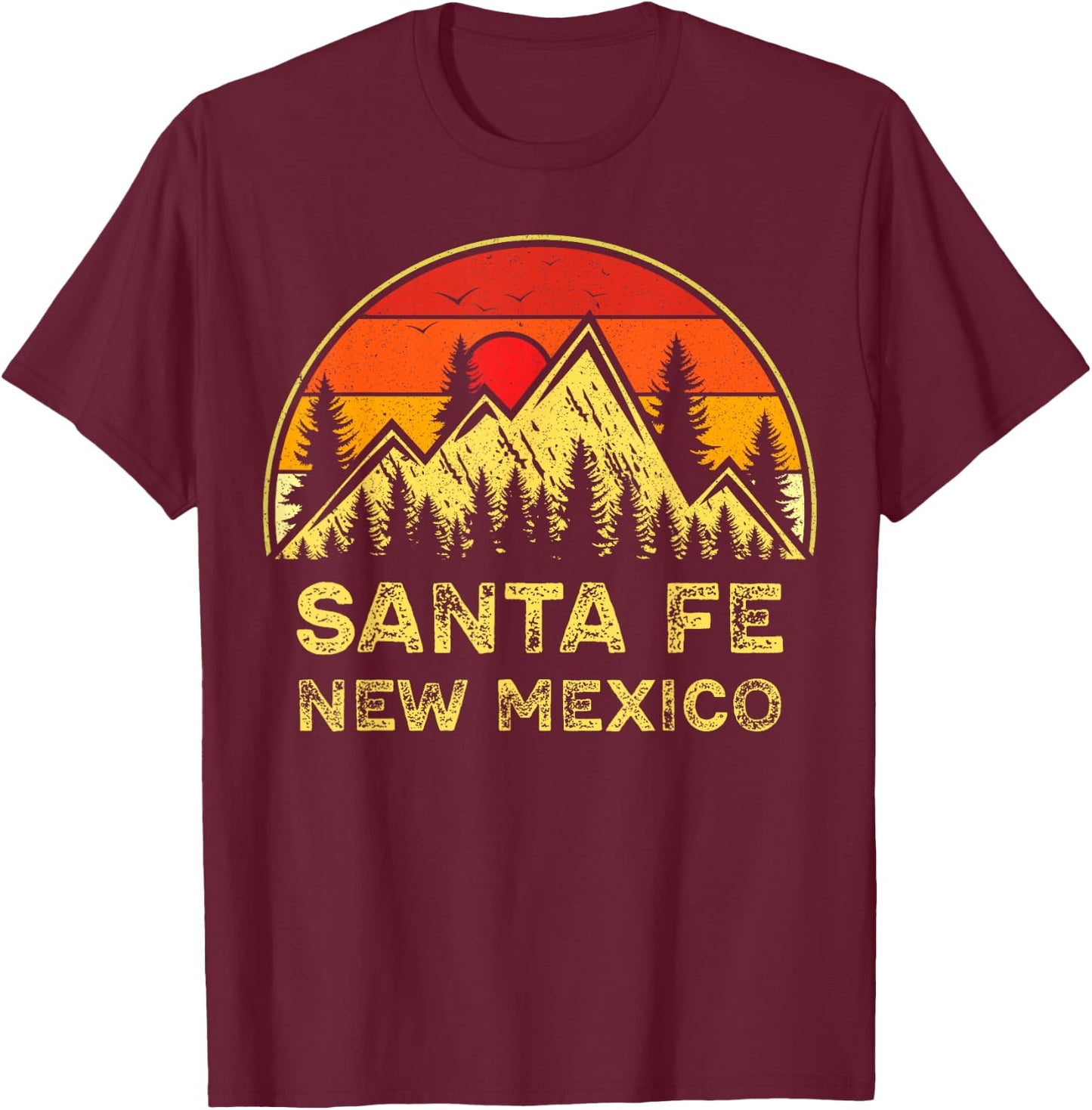 Vintage Santa Fe New Mexico NM Mountains Hiking Souvenir T-Shirt - T-Shirt | Maroon