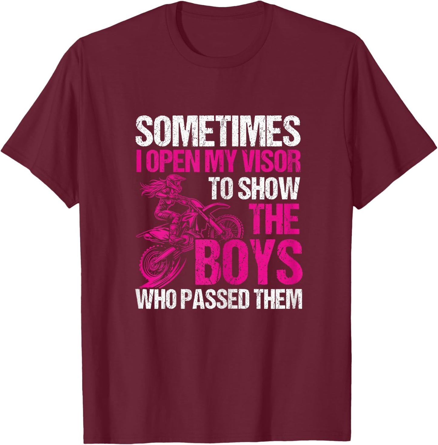 Kids motocross funny dirt bike toddler girl dirt biking T-Shirt - T-Shirt | Maroon