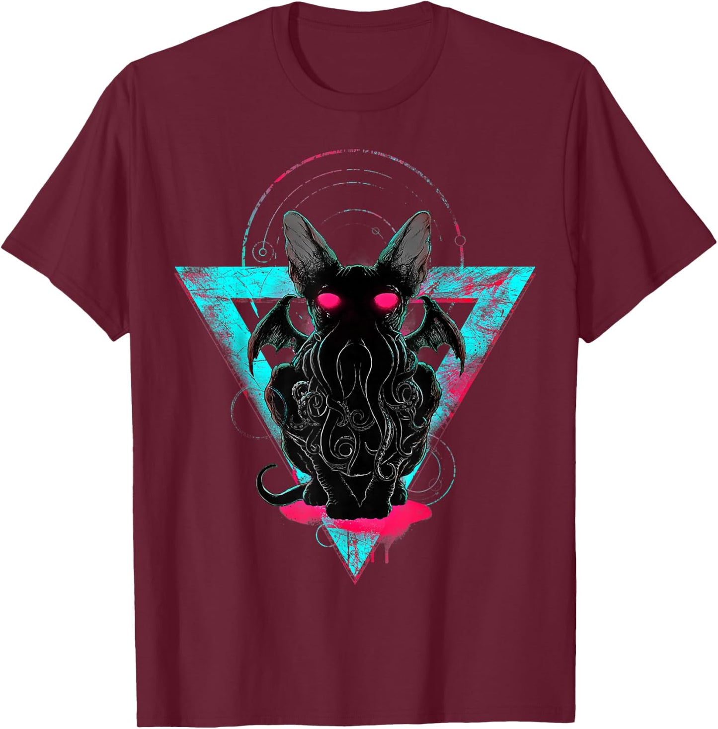Cathulhu Funny Demon Cat T-Shirt - T-Shirt | Maroon