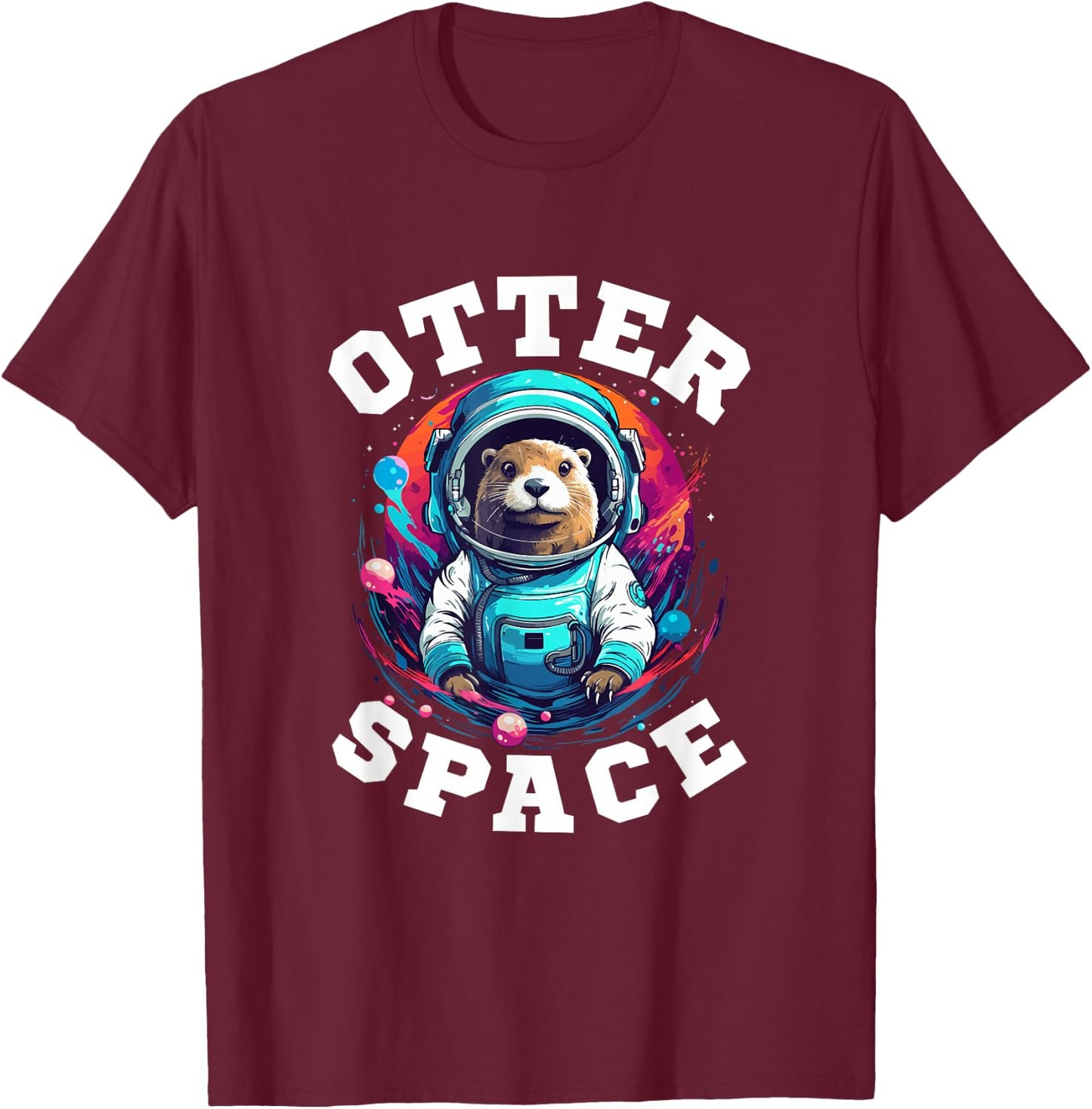 Otter Animal Kids & Adult - Otter Space T-Shirt - T-Shirt | Maroon