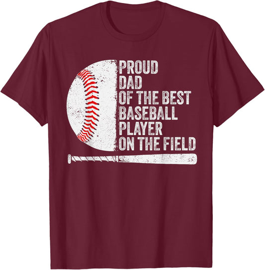 Dads Baseball Proud Baseball Dad Of Baseball Player T-Shirt - T-Shirt | Maroon