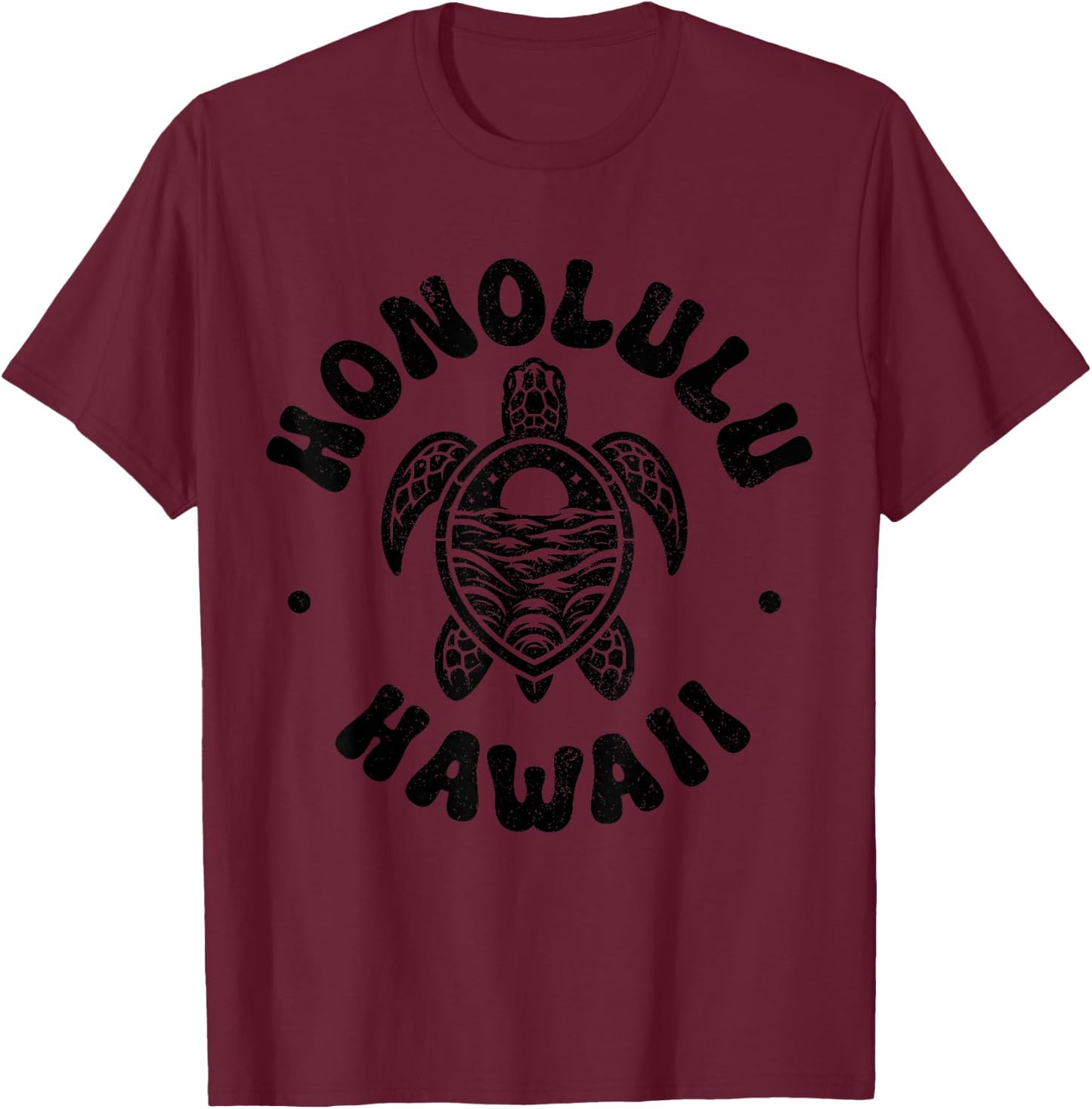 Honolulu Hawaii Surf Sea Turtle Pride Beach Surfer T-Shirt - T-Shirt | Maroon