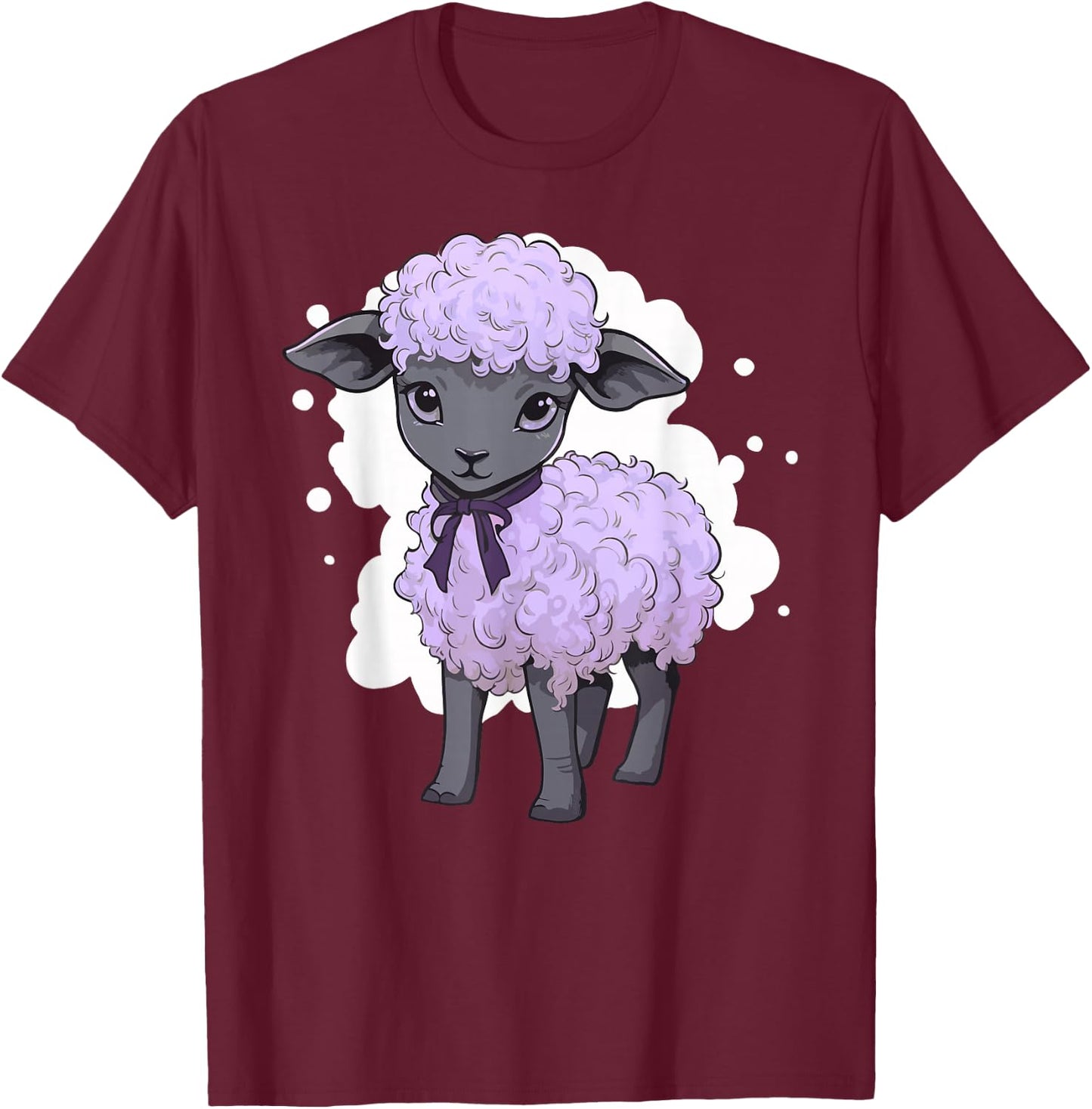 Lamb Lavender Pastel Cute Baby Sheep Kawaii Purple Aesthetic T-Shirt - T-Shirt | Maroon