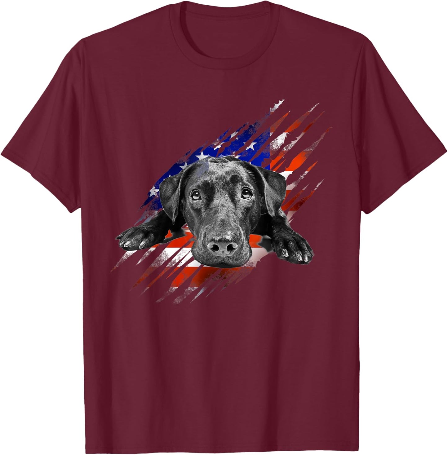 Black Labrador USA Flag Lab Owner Bird Duck Hunter Gift Men T-Shirt - T-Shirt | Maroon