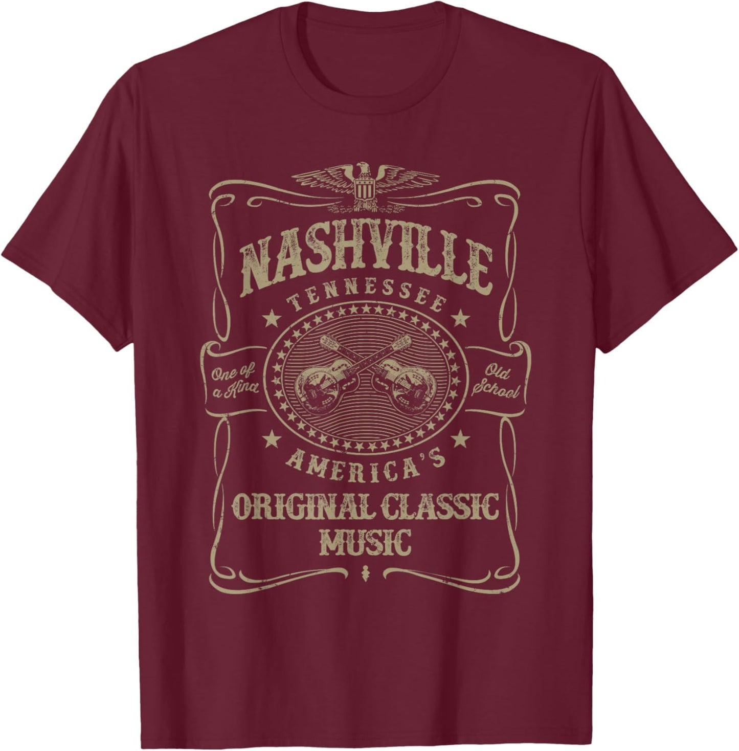 Nashville Music City USA Vintage T-Shirt - T-Shirt | Maroon