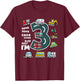 3rd Birthday Boy 3 Year Old Transportation Toddler Truck Car T-Shirt - T-Shirt | Maroon