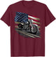 Open Air Road Trip Cruising Black Distressed American Flag Classic Fit T-Shirt - T-Shirt | Maroon
