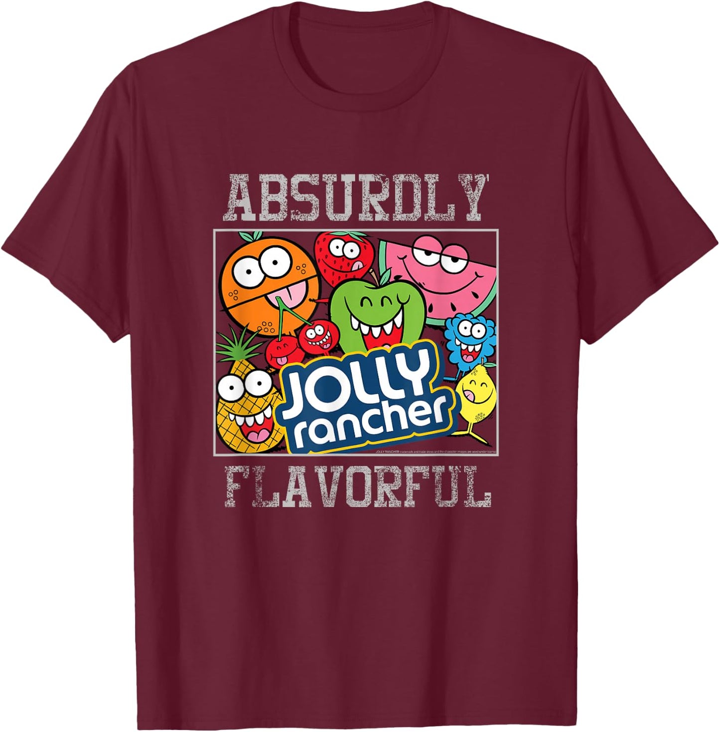 Jolly Rancher Flavor Box Up Absurdly Flavorful Distressed T-Shirt - T-Shirt | Maroon
