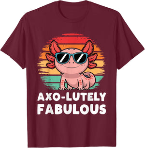 Kids Black Cartoon Axolotl T-Shirt - T-Shirt | Maroon