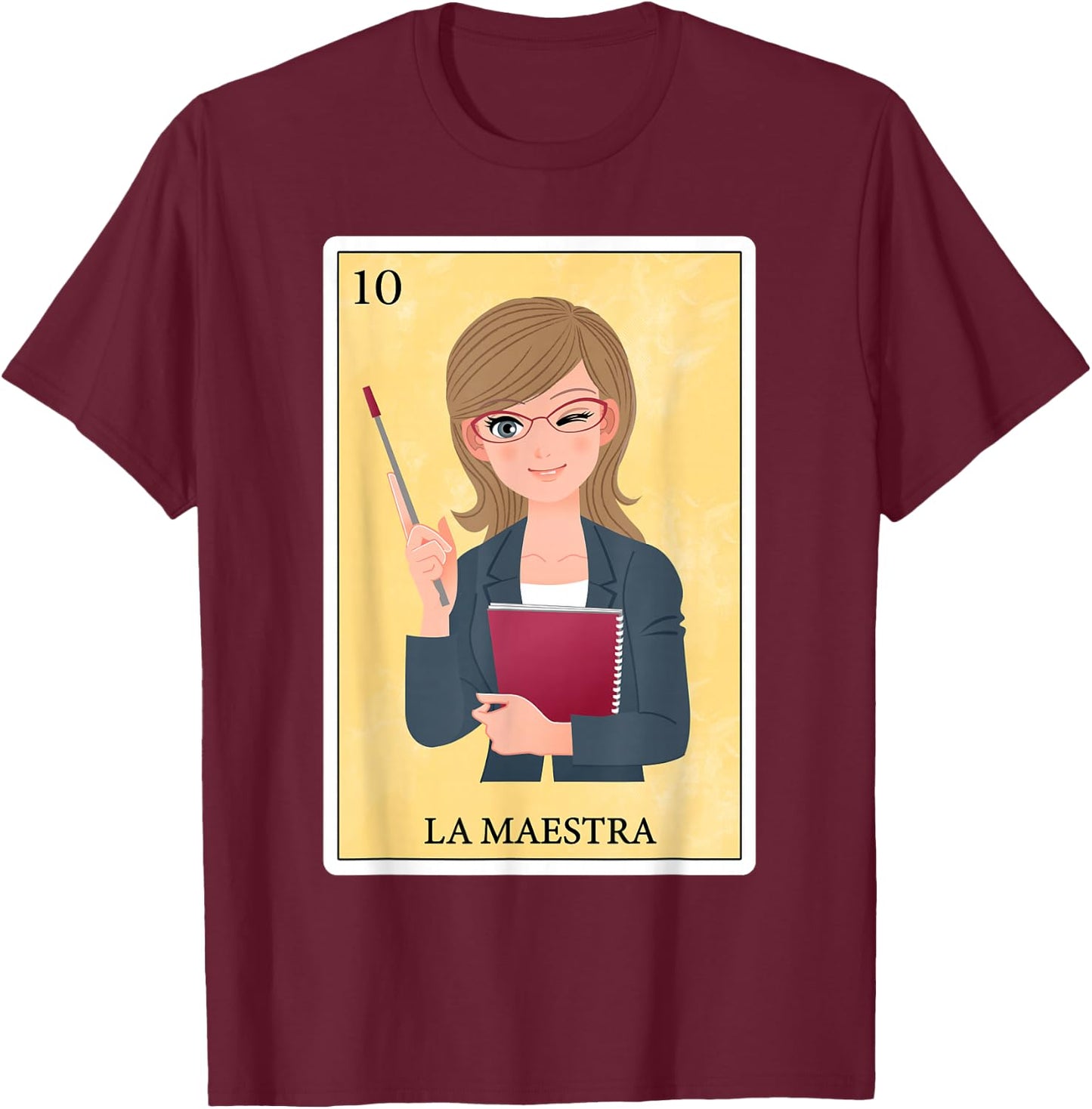 Spanish-Mexican Bingo Funny Gifts - La Maestra T-Shirt - T-Shirt | Maroon