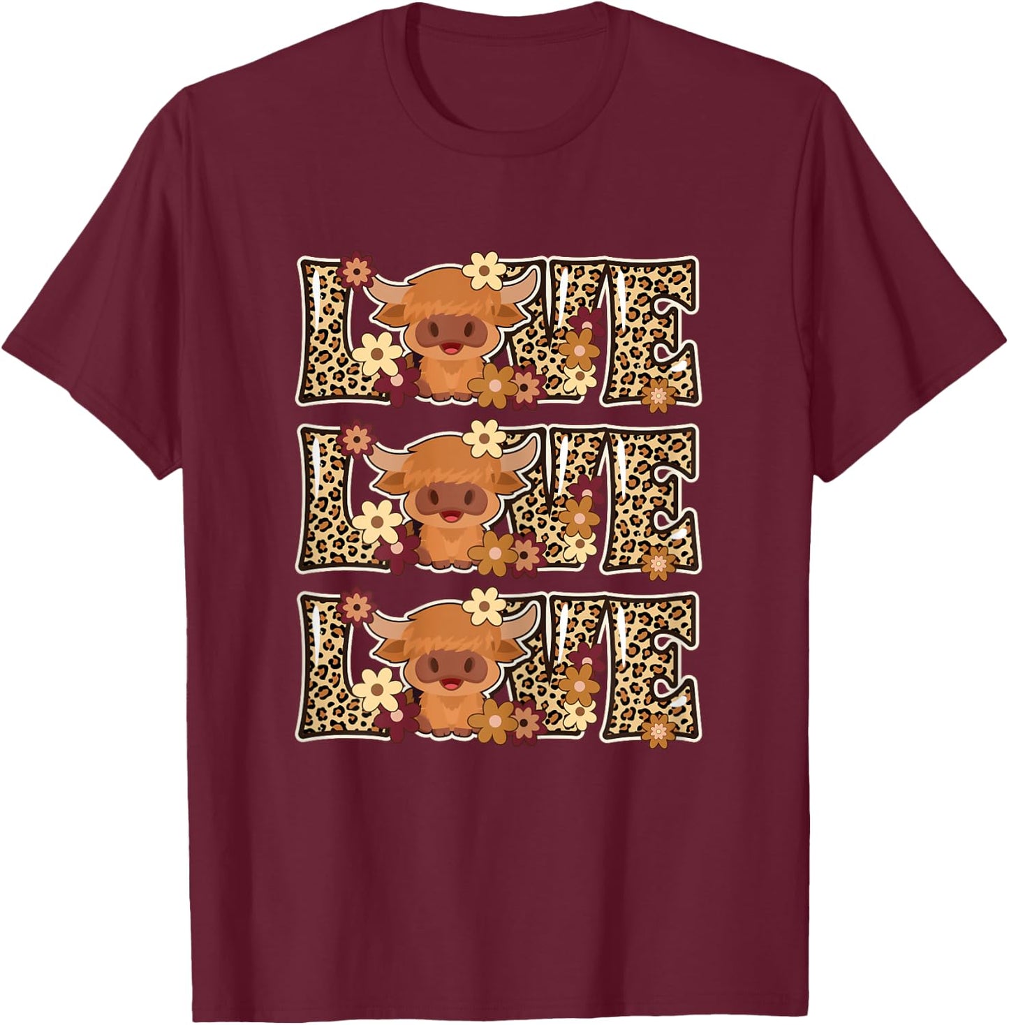 Cow Love Cow Women Teen Girls Kids Cow Lover Outfit Cute Cow T-Shirt - T-Shirt | Maroon